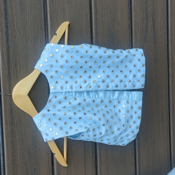 Kids Indian Light Blue Ruffled Mirror  Lengha Set Size 6-7 Great Condition - Picture 4 of 4